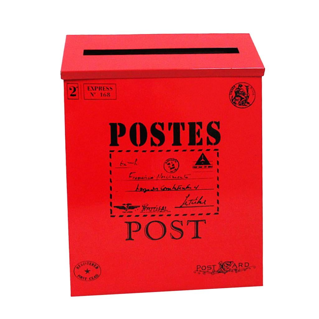 Vintage Style Outdoor Letter Post Box Mailbox Wall Mounted Secure Mail Red