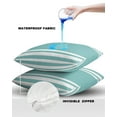 thumbnail image 4 of Pack of 2 Outdoor Pillow Covers, Teal Striped Texture Waterproof Square Throw Pillowcase Cushion Decorative Pillow Covers for Couch Patio Tent, 26x26 in, 4 of 6
