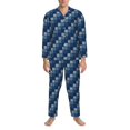 thumbnail image 3 of Yiaed Pixel Grid Print Men’s Pajamas Set - Long Sleeve Button Down Sleep Shirt and Pajama Bottoms Sleepwear Set Mens Pjs Sets Men's Pajama Bottoms-, 3 of 7