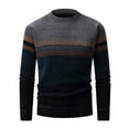 thumbnail image 5 of Annhoo Mens Sweaters Striped Long Sleeve Crew Neck Color Block Knit Pullover Casual Thermal Breathable Fall Winter Workout Tops, 5 of 7