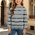 thumbnail image 3 of Girls Striped Print Sweatshirt Loose Fit Crew Neck Long Sleeve Pullover Tops Kids Casual Versatile Sweatshirts Back To School Clothes 4-14Years, 3 of 6
