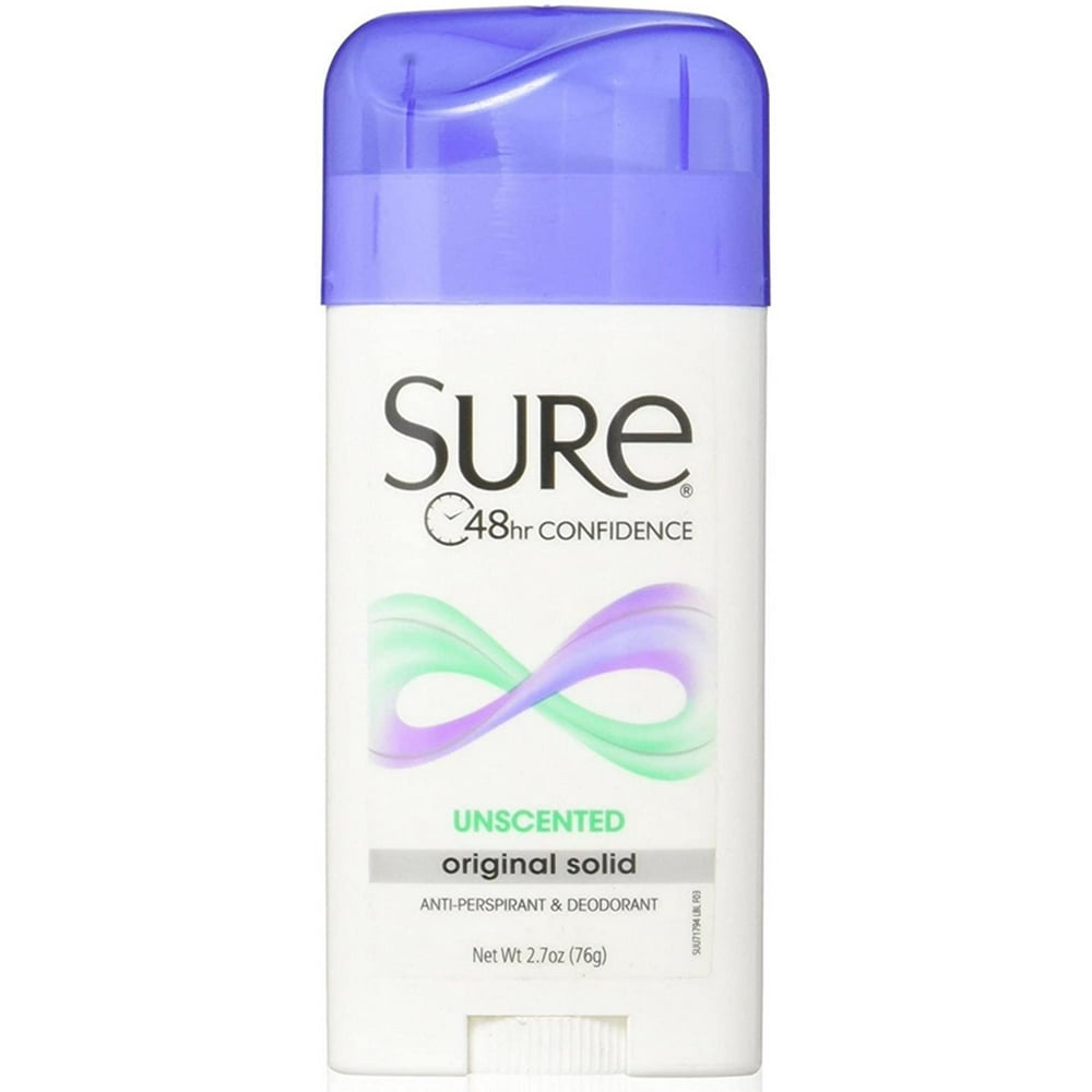 5 Pack Sure Original Solid Antiperspirant & Deodorant Unscented 2.7oz