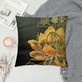 thumbnail image 2 of ONETECH Contemporary Pillow Cover (Cushion Cover), Gold Large Lotus Design, Black, 2 of 5
