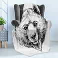 thumbnail image 4 of Animal Soft Flannel Fleece Throw Blanket, Hand Sketch Grizzly Bear Wildlife Mammal Ink Drawing Nature Theme Artwork, Cozy Plush for Indoor and Outdoor Use, 60" x 80", Black White, by Ambesonne, 4 of 5