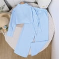 thumbnail image 5 of bbymog Girls 2 Piece Outfit Strip Long Sleeve Button Down Shirts and Elastic Waist Pants Set Fall Kids Clothing Sets Size 8-13 Sky Blue 12-13 Years, 5 of 9