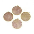 thumbnail image 2 of 5pc Natural Strawberry Quartz Pendants with Brass Findings Flat Round Golden 32~34x28.5~31x2mm Hole: 1.6mm, 2 of 2