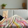 thumbnail image 3 of Pastel Soft Flannel Fleece Blanket, Abstract Sunburst Design Wavy Lines Sixties Seventies Style Psychedelic Retro Rays, Cozy Plush for Indoor and Outdoor Use, 60" x 80", Multicolor, by Ambesonne, 3 of 5