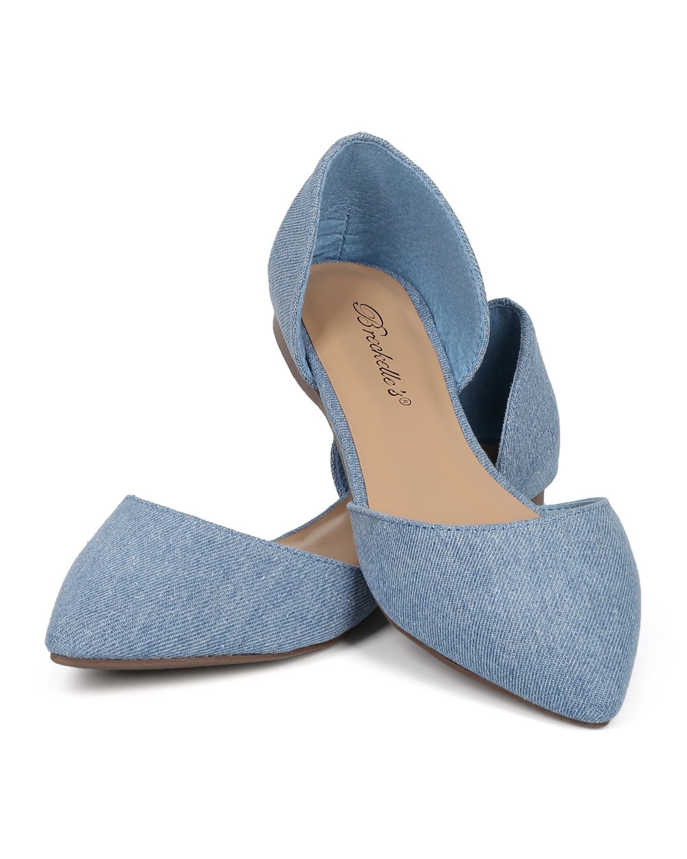 Breckelles - Breckelles Faux Leather D'Orsay Pointed Toe Blue Denim ...