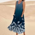 thumbnail image 1 of SMihono Robe Maxi Bohème d'Été pour Femmes Grande Taille Mode d'Été pour Femmes Décontractée Imprimée Sans Manches à Col Rond avec Poches Robe de Plage Décontractée Maxi Robe d'Été Robe d'Été Évasée de Plage, 1 of 5