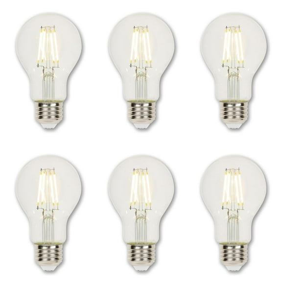 Westinghouse Lighting 5316420 4.5 Watt (40 Watt Equivalent) A19 Dimmable Clear Filament LED Light Bulb, Medium Base, 6-pack
