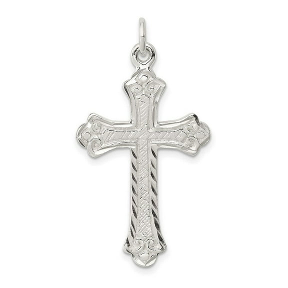925 Sterling Silver Solid Polished Religious Faith Cross Pendant Necklace Measures 34x21mm Wide - Pendant for Women