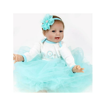 Meigar 22 inch Reborn Doll Silicone Real Looking Smile Girl Baby Toy Birthday Christmas Gift Today's
