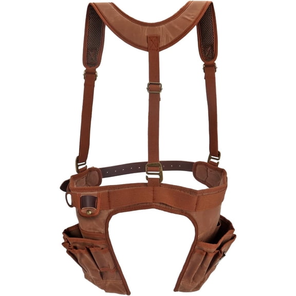 Tourbon Carpenter Tool Belt with Suspenders Padded Mesh Rig Electrician's Combo Hammer Holder