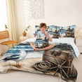 thumbnail image 3 of Manfei Vintage Sailing Ship Lighthouse Twin Bedding Sets for Kids Boys and Girls, Nautical Adventure Print Bedding Comforter Set, Reversible 7-Piece, 3 of 6