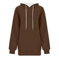 thumbnail image 4 of Plain Hoodies for Women Solid Color Fashion Hooded Sweatshirt with Pockets Hoody Top, 4 of 4