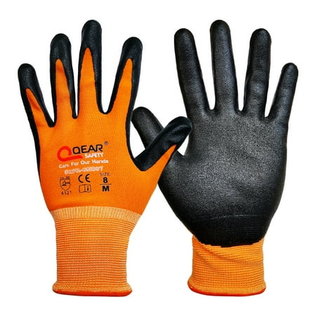 

3Pairs QEAR General Purpose Work Safety Gloves Nitrile Rubber Palm Coated Abrasion Snug Fit Oil/Greasy Resistance Palm Size XL