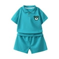 thumbnail image 2 of Cethrio Outfit Sets for Boys Girls, Hooded Casual Summer Shirts and Shorts Set Green Size 8 T, 2 of 8
