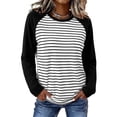 thumbnail image 4 of WIHOLL Women's Long Sleeve Shirts Fashion Striped Raglan T-Shirt Casual Loose Fit Crewneck Pullover Top 2026 Fall Sweatshirts for Women, 4 of 9