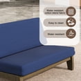 thumbnail image 3 of UIXE Wood Patio Furniture Sets, 2 Pieces All Weather Patio Loveseat Outdoor Sofa with Solid Wooden Side Table, Navy, 3 of 6