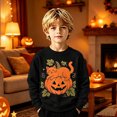 thumbnail image 2 of ZHOGXU Toddler Boys Girls Halloween Pullover Pumpkin Black Cat Print Crewneck Sweatshirts Kids Outerwear Tops School Wear,Black,3-4 Years, 2 of 5