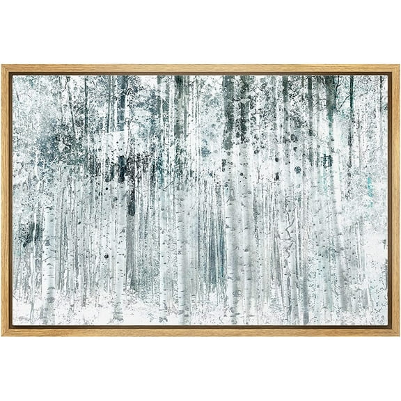 wall26 Canvas Print Wall Art Industrial Black, White & Teal Tree Forest Nature Wilderness Mixed Media Modern Art Rustic Landscape Relax/Calm for Living Room, Bedroom, Office - 24"x36" N