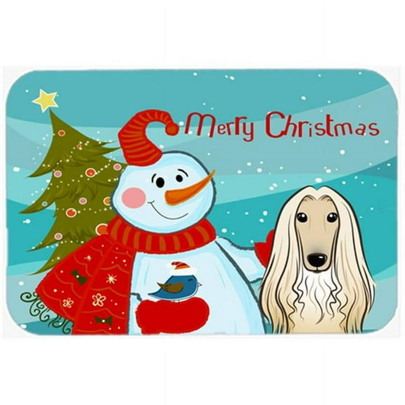 Caroline's Treasures Snowman with Afghan Hound Glass Cutting Board Large