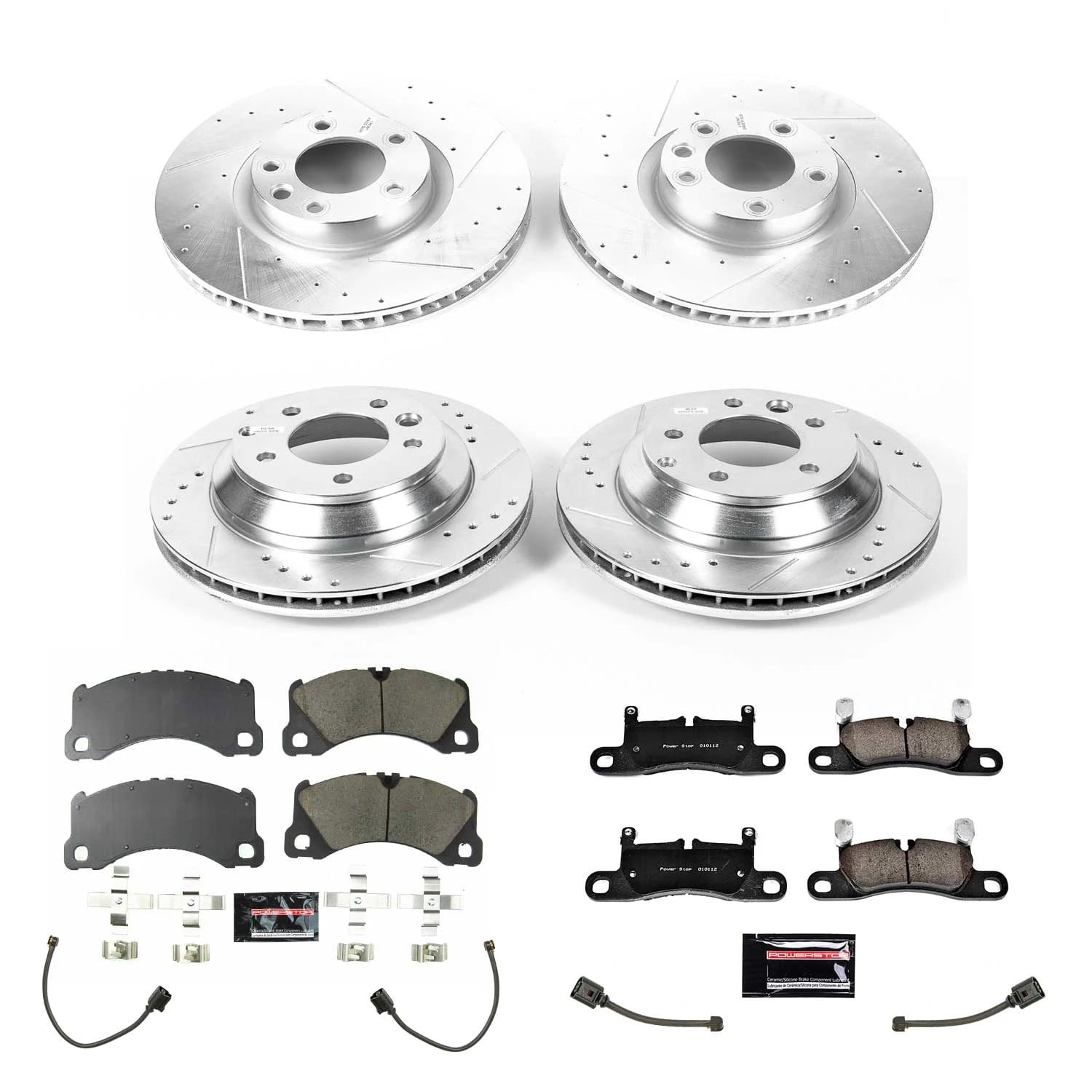 Power Stop Front and Rear Ceramic Brake Pad and Drilled & Slotted Rotor Kit K8516