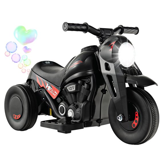 Gymax 6V Kids Bubble Car Electric Ride on Motorcycle w/ Music Button & LED Headlight Black