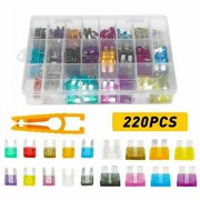Zarlbol 220Pc Car Fuses Assortment Kit Standard & Mini Size (2A/3A/5A/7.5A/10A/15A/ 20A/25A/30A/35A) , Replacement Fuses for Car/RV/Truck/Motorcycle/Boat