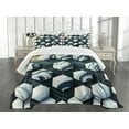thumbnail image 2 of Ambesonne Navy Blue Quilted Bedspread Set 3 Pcs, Marble Honeycomb Print, King Size, Dark Slate Blue Grey, 2 of 4