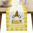 thumbnail image 3 of TUSANG 13x72inch Spring Daisies Flowers Seasonal Summer Linen Home Decor Tablecloth Table Flag, Yellow Bee Printed Tablecloth, Suitable for Restaurant, Coffee Table, Wedding Party, Home Decoration., 3 of 4