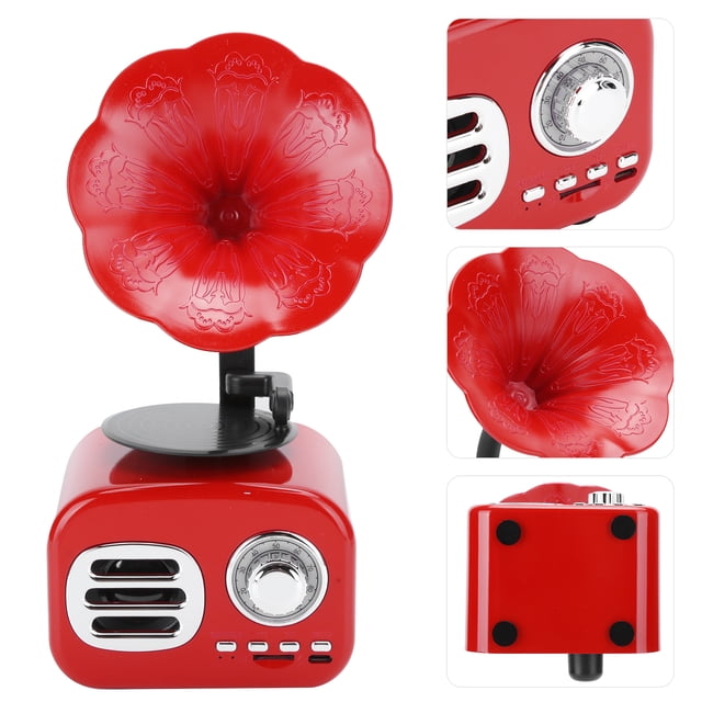 Tocadiscos de Fonógrafo, Altavozvintage, Mini Tocadiscos de Gramófono Portátil para decoración del Hogar, Accesorio para Equipo de Caja de Altavoz