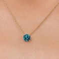 thumbnail image 3 of Gem Stone King 14K Yellow Gold London Blue Topaz Pendant Necklace for Women | 1.33 Cttw | Gemstone November Birthstone | Round 6.5MM | With 18 inch 14K Gold Chain, 3 of 6