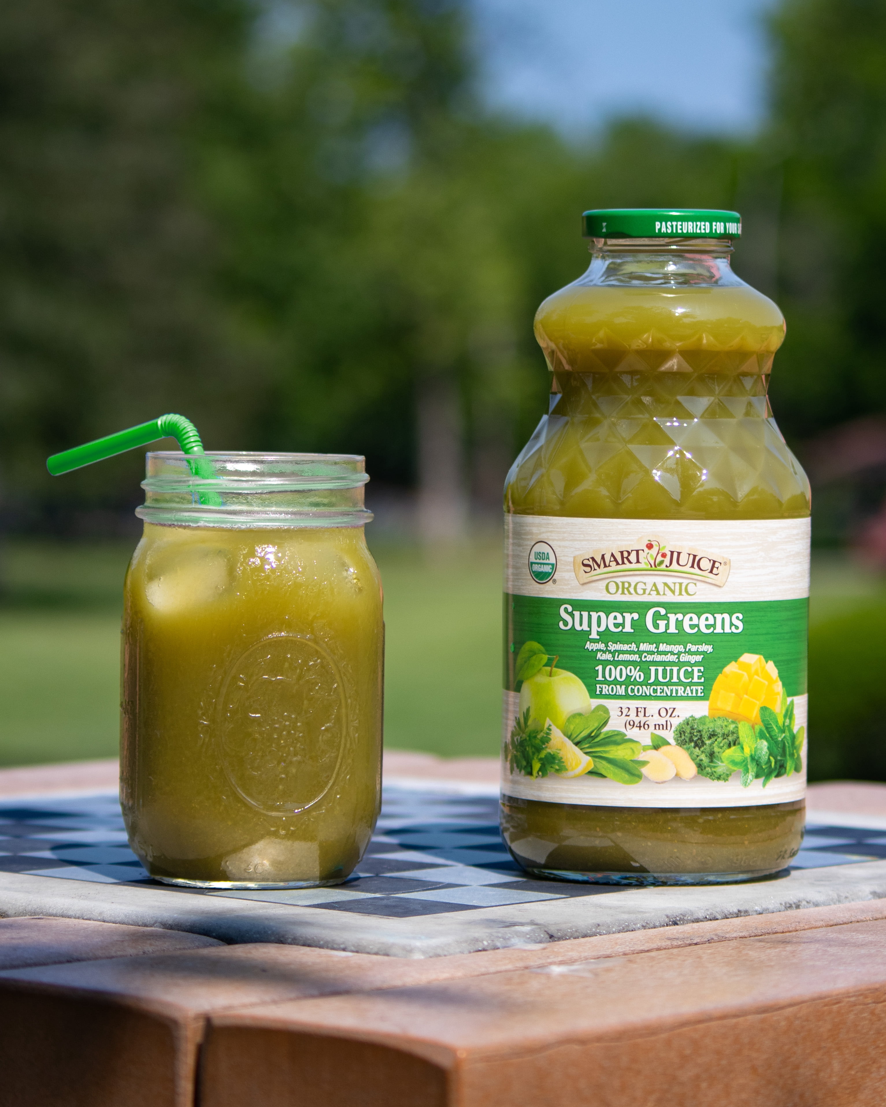 Smart Juice Organic Super Greens Juice with Spinach, Kale, Mango & Ginger – Shelf-Stable, 100% Juice – 32 fl oz, Pack of 6
