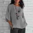 thumbnail image 1 of Hauts d'Été pour Femmes, Imprimé Aguichant d'Été, Bouton Régulier, Col Rond, Manches Courtes, Blouses d'Été pour Femmes en Liquidation, 1 of 5