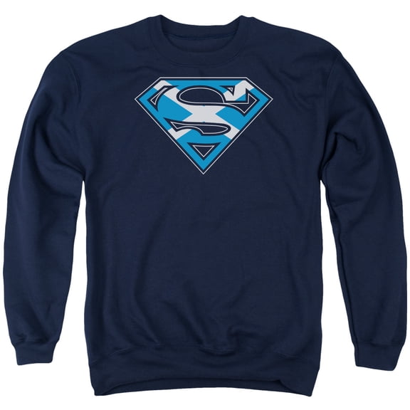 Superman Scottish Shield Adult Crewneck Sweatshirt Navy