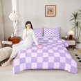 thumbnail image 4 of Homewish Dreamy Purple Buffalo Full Size Comforter Sets, Modern Fashion Abstract Stripe Bedding Comforter Set, Teens Kids Adult Reversible Bedding Sets, Super Cozy Room Decor, 3-Piece, 4 of 8