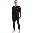 thumbnail image 4 of YONGHS Men's One Piece Shiny Metallic Patent Leather Jumpsuit Zentai Slim Fit Unitard Bodysuit Black 3XL, 4 of 6