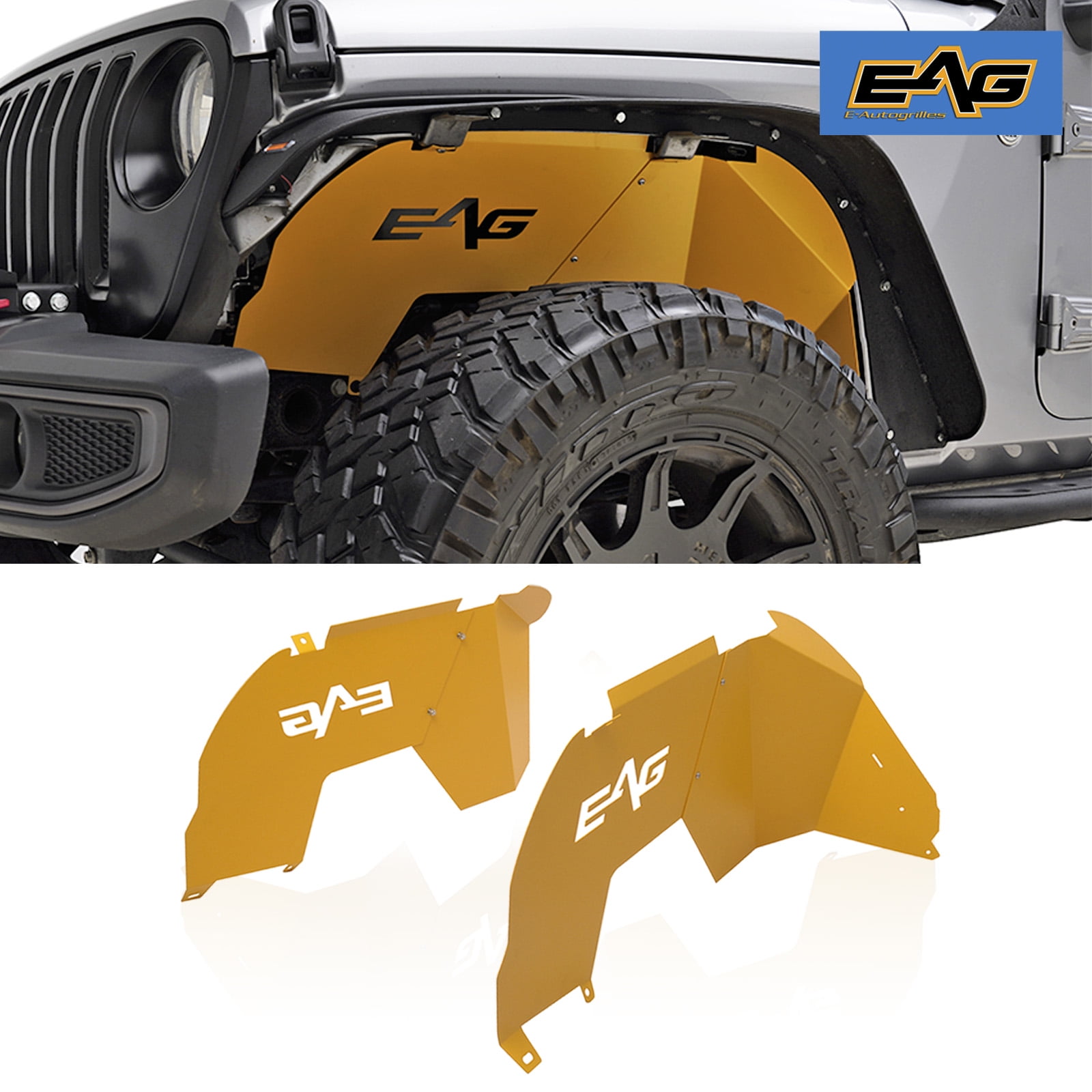 EAG Front Inner Fender Liner Meta Sheet 4PCS with Logo Cut Fit for 18