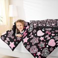 thumbnail image 3 of Feelyou Pink Love Heart Full Size Bedding Sets, Chic Zebra Print Bow Graffiti Full Size Bed in a Bag, Black Reversible, 7 Pieces, 3 of 7