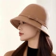 thumbnail image 4 of Pink Women's Bucket Hats, Womens 1920S Bucket Cloche Hat Winter Faux Wool Crushable Bowler Hat Vintage Cloche Round Hat,Women's Accessories Bucket Hats, 4 of 7