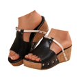 thumbnail image 3 of IUJSOY Womens Sandals Fashion Slip on Shoes Peep Toe Platform Chunky Sandals Wedges Heels for Women, 3 of 8