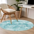 thumbnail image 4 of Turquoise Coastal Round Area Rug 3.3Ft Washable Circle Rugs for Dining Room Table, Nautical Coral Starfish Shell Seahorse Ocean Non-Slip Carpet Floor Mats Indoor Outdoor Carpet Runner Home Decor, 4 of 8