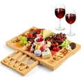 thumbnail image 5 of Royal Craft Wood Water-Resistant Cheese Board Set with Hidden Drawer, Bamboo, Wood Beige, 4.96 lb, 5 of 6