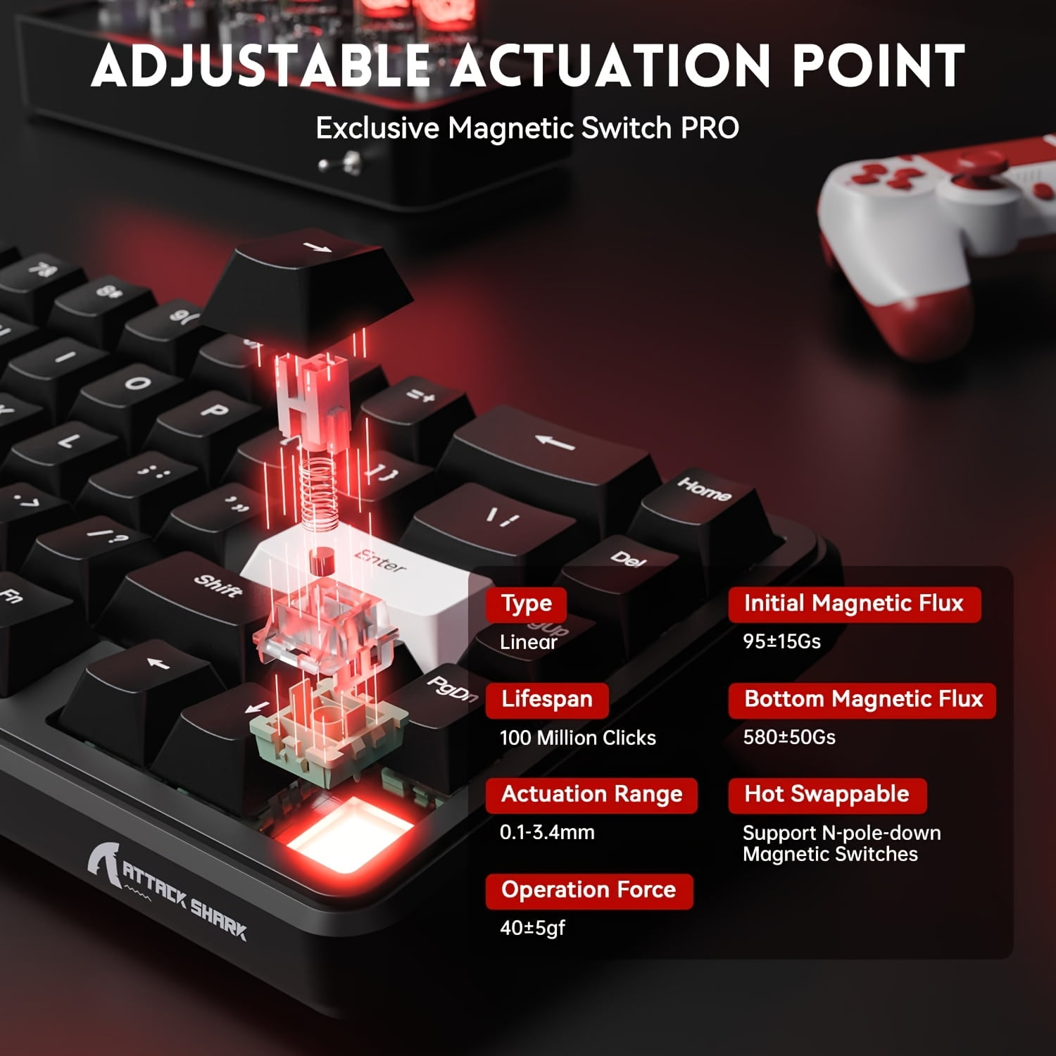 ATTACK SHARK Rapid Trigger Gaming Keyboard & Mouse Combo, X65 HE Wired Magnetic Switch Keyboard and R1 Wireless 59g Superlight Mouse w/Anti-Slip Grip (8000Hz, RT 0.01mm, RGB, 65hrs Battery)