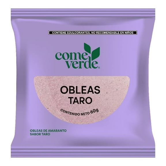 Obleas de amaranto Come Verde sabor taro 60 g