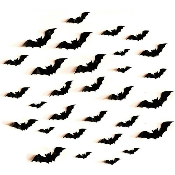 80Pcs 3D Bats Stickers, Halloween Party Supplies Waterproof Scary Bats Wall Decals DIY Home Window Decor