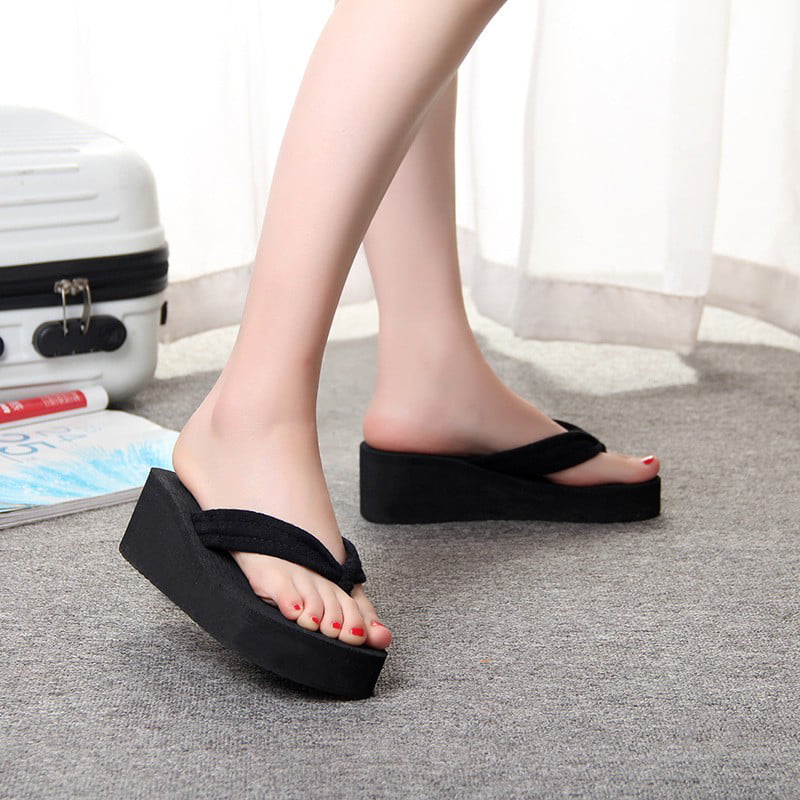 Fashion Women Summer Beach Wedge Platform Flip Flops Sandal Slipper Shoes UK 4-7 