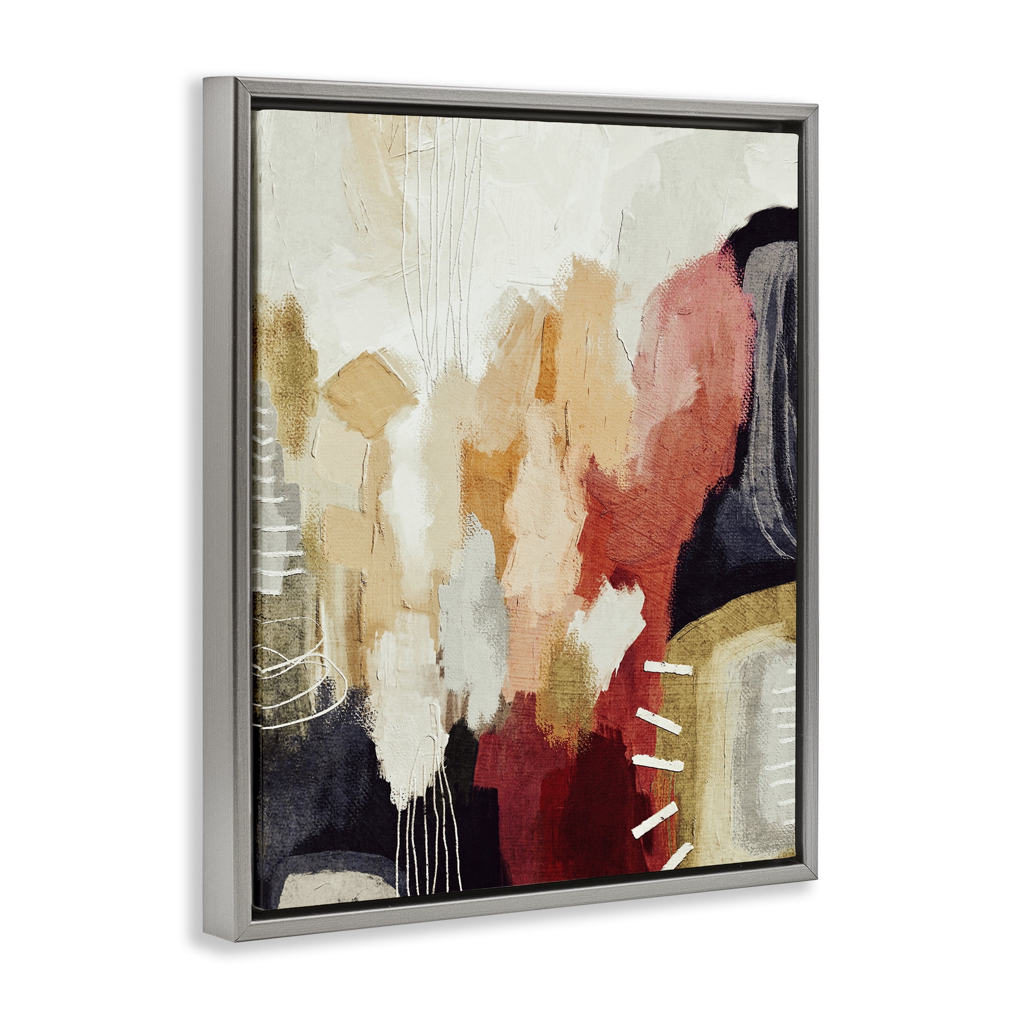Stupell Industries Abstract Tan Southwestern Abstract Painting Gray Floater Framed Canvas Art Print Wall Art, 25 x 31