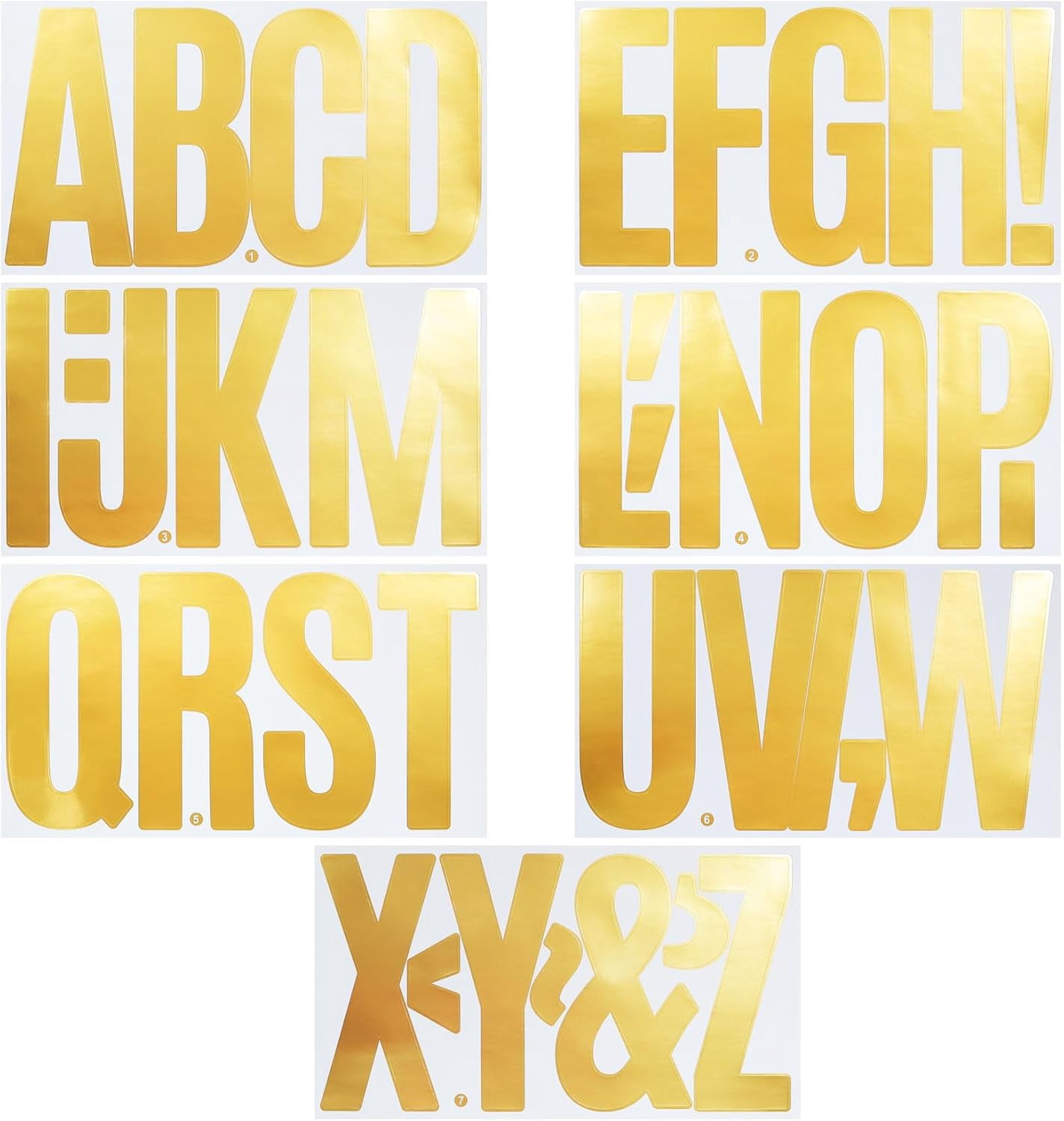 21 Sheets 6 Inch Golden Letter Stickers, Self Adhesive Vinyl Capital Alphabet Punctuation Stickers for Mailbox, Crafts, Notice Boards - Gold
